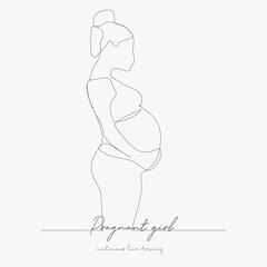 continuous line drawing. pregnant girl. simple vector illustration. pregnant girl concept hand drawing sketch line.