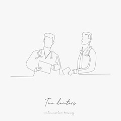continuous line drawing. two doctors. simple vector illustration. two doctors concept hand drawing sketch line.