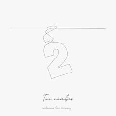 continuous line drawing. two number. simple vector illustration. two number concept hand drawing sketch line.