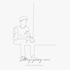 continuous line drawing. sitting young man. simple vector illustration. sitting young man concept hand drawing sketch line.
