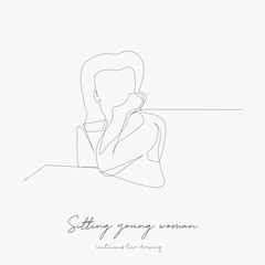 continuous line drawing. sitting young woman. simple vector illustration. sitting young woman concept hand drawing sketch line.