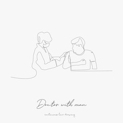 continuous line drawing. doctor with man. simple vector illustration. doctor with man concept hand drawing sketch line.