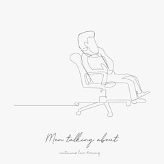 continuous line drawing. men talking about a question. simple vector illustration. men talking about a question concept hand drawing sketch line.