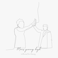 continuous line drawing. mens giving high five. simple vector illustration. mens giving high five concept hand drawing sketch line.
