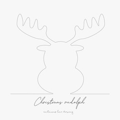 continuous line drawing. christmas rudolph. simple vector illustration. christmas rudolph concept hand drawing sketch line.