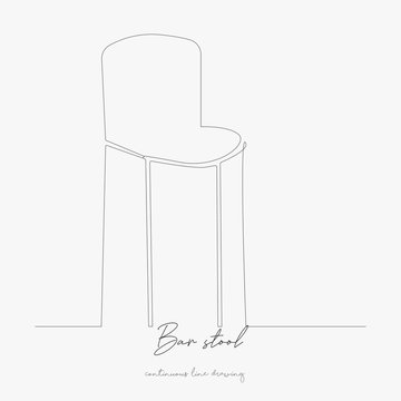 Continuous Line Drawing. Bar Stool. Simple Vector Illustration. Bar Stool Concept Hand Drawing Sketch Line.