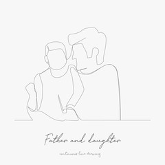 continuous line drawing. father and daughter. simple vector illustration. father and daughter concept hand drawing sketch line.