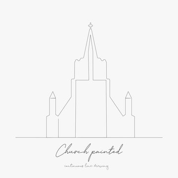 continuous line drawing. church painted. simple vector illustration. church painted concept hand drawing sketch line.
