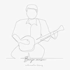 continuous line drawing. banjo music. simple vector illustration. banjo music concept hand drawing sketch line.