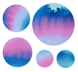 Watercolour rounded backgrounds. Hand painted circles.