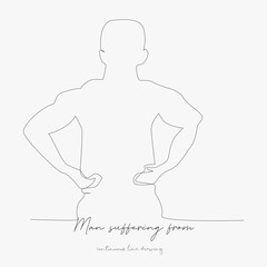 continuous line drawing. man suffering from back pain. simple vector illustration. man suffering from back pain concept hand drawing sketch line.