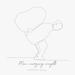 continuous line drawing. man carrying weight. simple vector illustration. man carrying weight concept hand drawing sketch line.