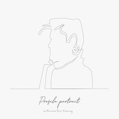 continuous line drawing. profile portrait of unhappy man. simple vector illustration. profile portrait of unhappy man concept hand drawing sketch line.