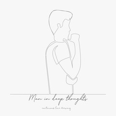 continuous line drawing. man in deep thoughts. simple vector illustration. man in deep thoughts concept hand drawing sketch line.