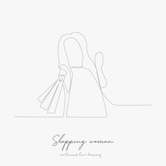 continuous line drawing. shopping woman. simple vector illustration. shopping woman concept hand drawing sketch line.