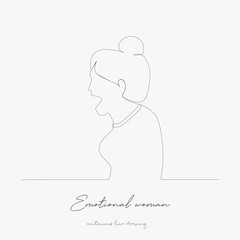 Fototapeta na wymiar continuous line drawing. emotional woman. simple vector illustration. emotional woman concept hand drawing sketch line.