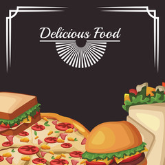 delicous fast food, colorful design
