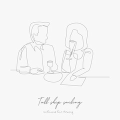 continuous line drawing. tall ship sailing. simple vector illustration. tall ship sailing concept hand drawing sketch line.