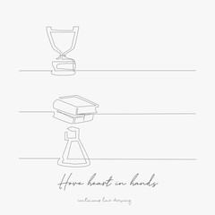 continuous line drawing. hove heart in hands. simple vector illustration. hove heart in hands concept hand drawing sketch line.