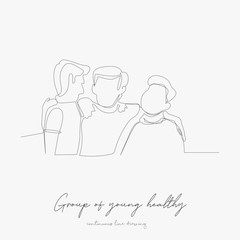 continuous line drawing. group of young healthy friends. simple vector illustration. group of young healthy friends concept hand drawing sketch line.