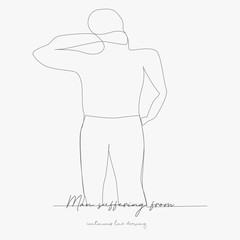 continuous line drawing. man suffering from neck pain. simple vector illustration. man suffering from neck pain concept hand drawing sketch line.