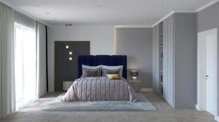 bedroom, interior visualization, 3D illustration