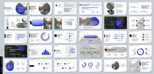 Blue presentation templates elements on a white background. Vector infographics. Use in Presentation, flyer and leaflet, corporate report, marketing, advertising, annual report, banner. - obrazy, fototapety, plakaty