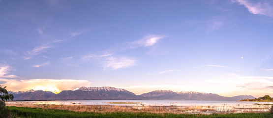 Panorama view of Utah Lake and Mount Timpanogos
