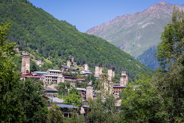 Fototapeta na wymiar City of Mestia in Svanetia