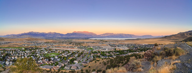 Housing developments in a Utah valley panorama