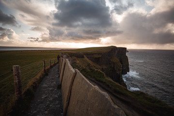 Path of Cliffs of Moher with cloudscape