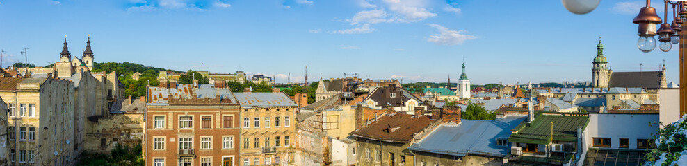 Fototapeta na wymiar view of the roofs of Lviv