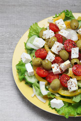 Traditional Greek salad on the plate	