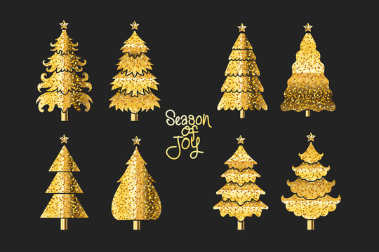 Gold Christmas tree set