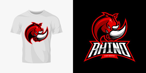 Premium quality esports team mascot rhino vector logo isolated emblem set. Savage wild animal sport logotype label illustration. Amazing gaming warrior hero character t-shirt badge print design bundle © pro