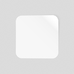 Vector illustration of rounded square sticker. Empty white sticker template isolated on transparent background. It can be used as a mock up or design element for your own projects.