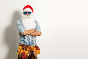 Santa with construction tools, santa repairman