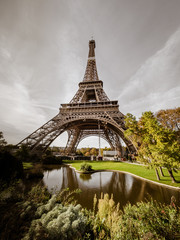 Eiffel Tower in Paris, sunny day, panorama. Landmark