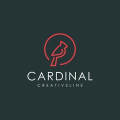 cardinal bird logo, vector illustration of animal shapes with simple line styles