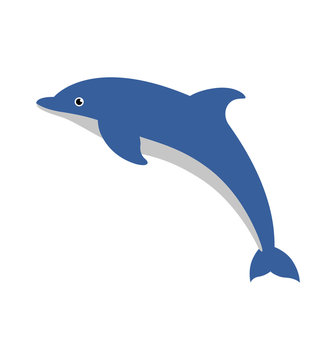 Dolphin blue icon flat vector icon isolated on white