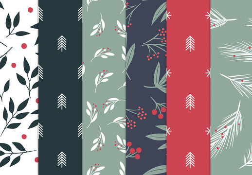 Floral Chrismas Patterns Pack with 3 Layouts