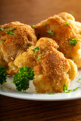 Cauliflower fried on plate