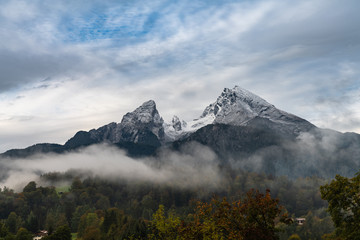 Naklejka na ściany i meble Stunning view of mountain Watzmann over Berchtesgaden