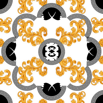 baroque with circle greek design seamless pattern