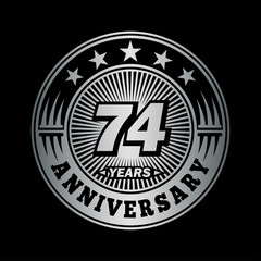 74 years anniversary celebration logo design. Vector and illustration.