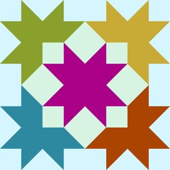 Barn quilt pattern, Patchwork design, Abstract geometric tiled trail Vector illustration