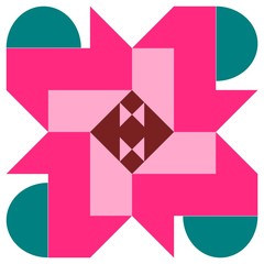 Barn quilt pattern, Patchwork design, Abstract geometric tiled trail Vector illustration