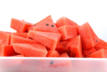 Sliced of watermelon isolated on white background