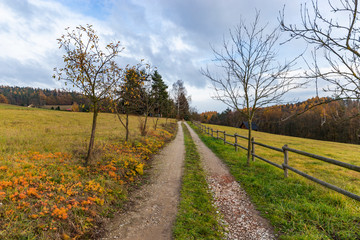 Fototapeta na wymiar Autumn landscape - South Bohemian countryside.