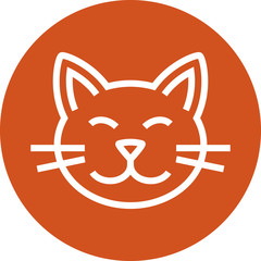 Happy Cat Head Outline Icon